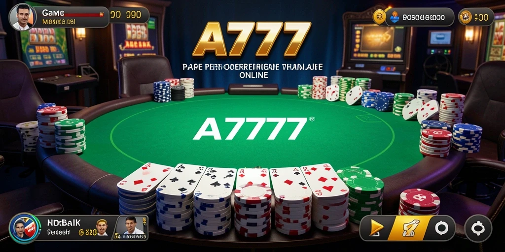 Tangkapan layar A7777 menampilkan suasana gameplay Poker yang seru.