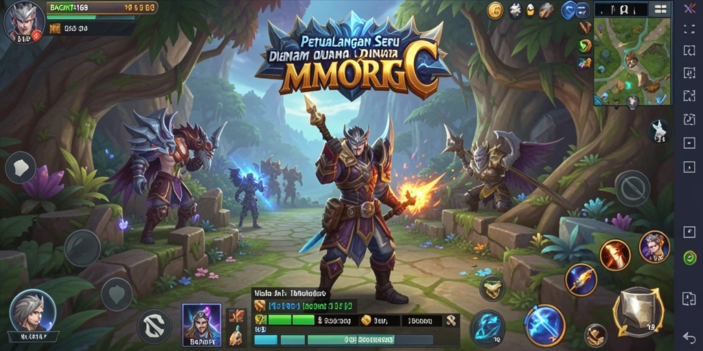 Screenshot utama BAGINTA168 menampilkan aksi petualangan MMORPG yang seru.