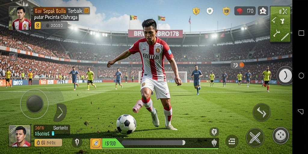 Tangkapan layar menampilkan pertandingan sepak bola yang intens di BRO178.