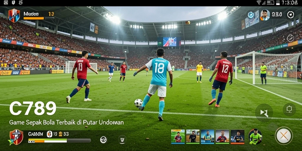 Tampilan gameplay C789 yang menarik dan mendebarkan di lapangan sepak bola.