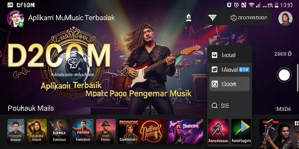 Tangkapan layar gameplay D200M dengan antarmuka musik yang menarik.