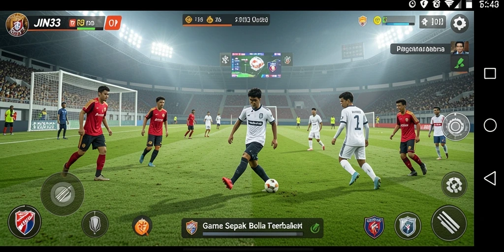 Screenshot utama JIN33 menampilkan aksi mendebarkan dari permainan sepak bola.