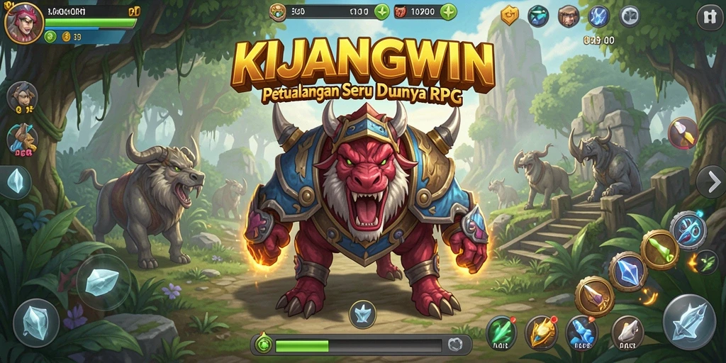 Tangkapan layar utama KIJANGWIN menampilkan aksi seru dalam gameplay RPG.