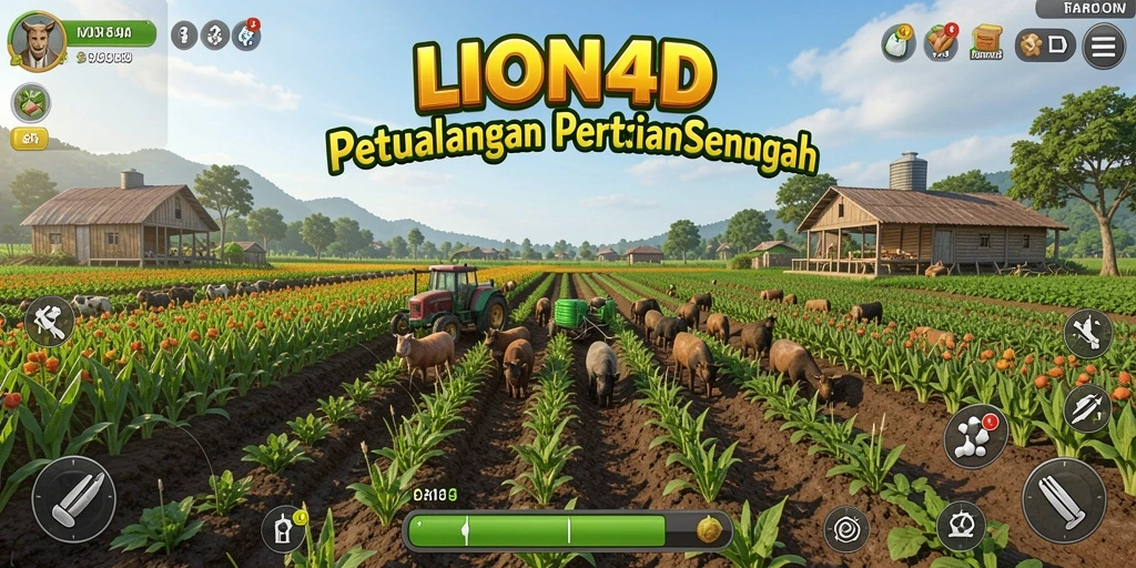 Gameplay LION4D yang menampilkan aktivitas pertanian yang seru dan menyenangkan.