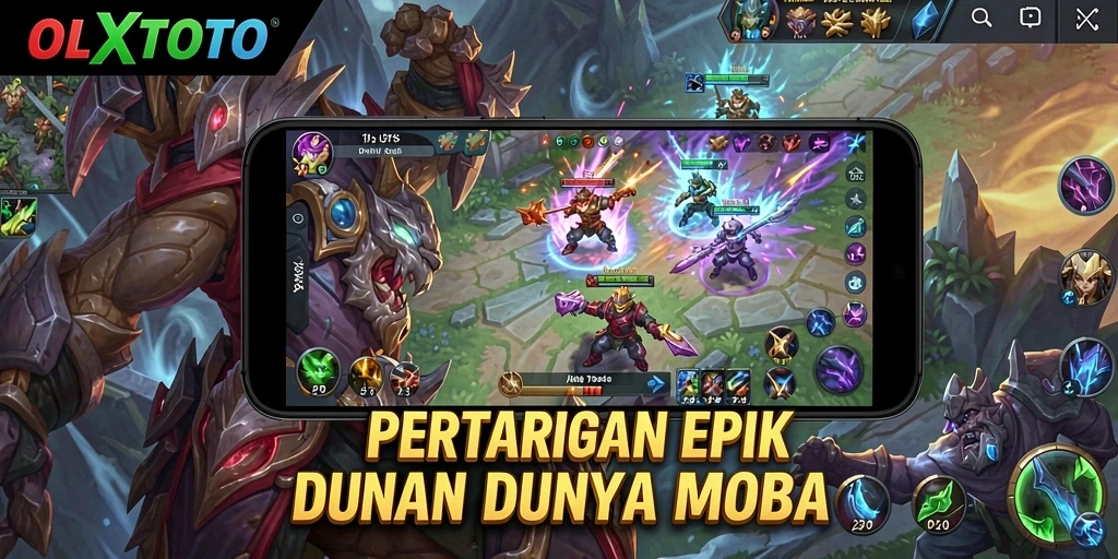 Gameplay seru dalam pertempuran MOBA yang intens.