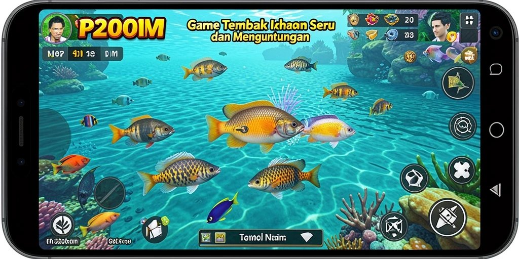 Screenshot P200M menampilkan gameplay Tembak Ikan yang menarik dan penuh aksi.