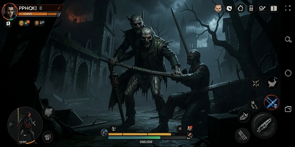 Screenshot gameplay PPHOKI menampilkan suasana mencekam dan monster menakutkan.