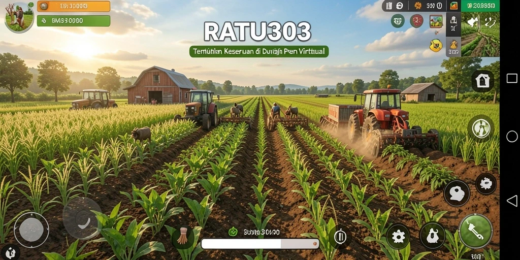 Menggambarkan keseruan gameplay RATU303 di dunia pertanian.