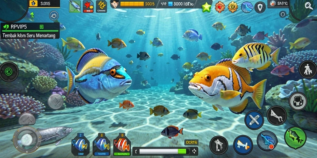 Tampilan gameplay RPVIP5 yang penuh aksi Tembak Ikan.