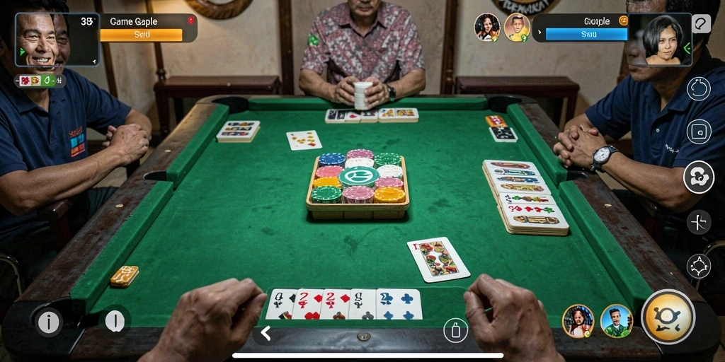 Tangkapan layar gameplay S13 menampilkan pertempuran seru dalam permainan Gaple.